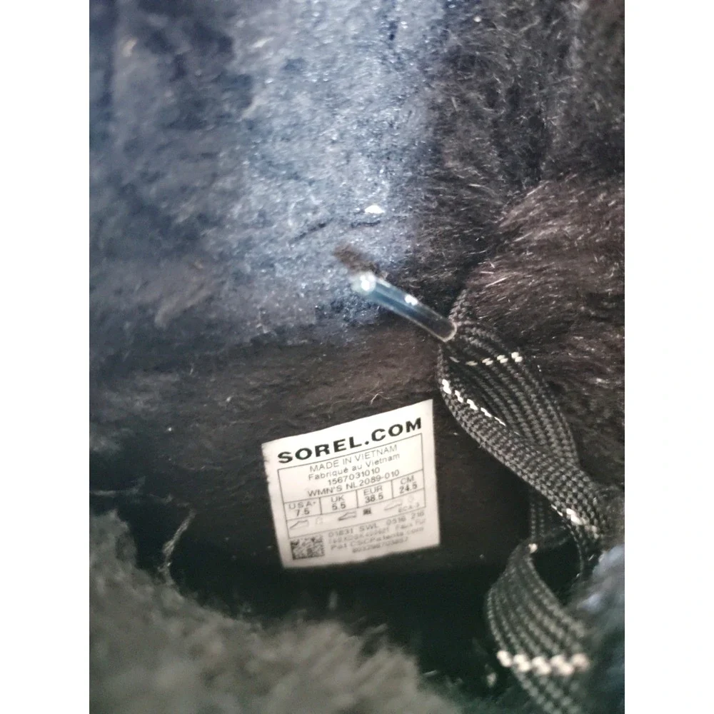 Sorel Women'7.5 Joan of Arctic Black Suede Fur Lined Waterproof Snow Winter Boot